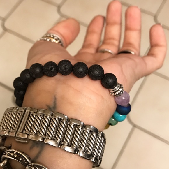 7 chakra rainbow reiki pride lava rock bracelet - Picture 8 of 9